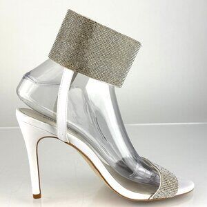 Sandals Jeffrey Campbell Frost Silver Crystal Ankle Cuff Stiletto Sz 9